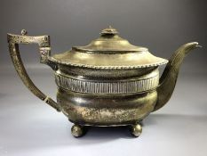 London Hallmarked silver teapot on ball feet by maker Lambert & Co (Herbert Charles Lambert)