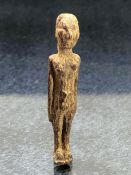Small, delicately carved wooden figural amulet or pendant, possibly Egyptian, depicting a female