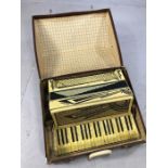 Soprani 'Settimio' Cardinal c1930s piano accordion, in black and mother of pearl finish, with