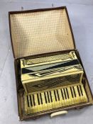 Soprani 'Settimio' Cardinal c1930s piano accordion, in black and mother of pearl finish, with
