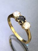 9ct Gold Ring set with three stones size 'O'