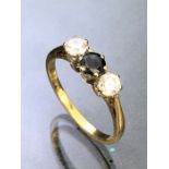 9ct Gold Ring set with three stones size 'O'