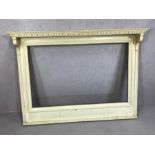 Painted over mantel mirror frame or picture frame, approx 129cm x 18cm x 93cm tall