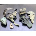 Collection of artefacts, possibly metal detecting finds, mostly bronze, many possibly Roman, to