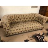 Chesterfield style three seater sofa with button back, approx 195cm wide x 87cm deep x 72cm tall,
