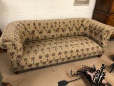 Chesterfield style three seater sofa with button back, approx 195cm wide x 87cm deep x 72cm tall,