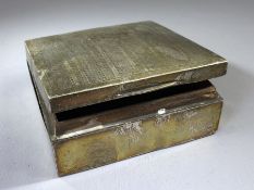 Hallmarked silver cigarette box with engine turned design A/F total weight 138g