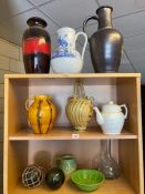 Collection of ceramics to include vases, jugs and glassware including Brownfield, West German, 11