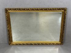 Modern gilt framed, bevel edged mirror, approx 73cm x 104cm