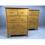 Two modern chests of five drawers, each approx 88cm x 49cm x 116cm tall