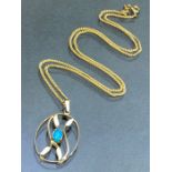 9ct Gold Oval Pendant with floral design on 9ct Gold chain (approx 44cm long & total weight 4.6g)
