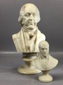 Two marble busts: one marked 'Rossini' approx 32cm tall, the other of a Pope or Cardinal and