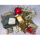 Collection of vintage climbing / mountaineering equipment to include ropes, helmet, ruck sacks,