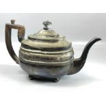 George III Hallmarked Silver teapot for London 1806 by maker Duncan Urquhart & Naphtali Hart, wooden