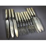 Mother of pearl and hallmarked silver fish knives and forks (six of each) hallmarked for Sheffield