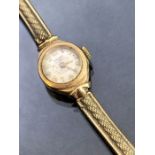 9ct Gold Watch with 9ct Gold hallmarked strap and clasp by CERTINA Total weight approx 26.2g