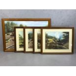 Collection of five framed steam railway prints, the largest approx 75cm x 50cm