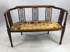 Edwardian two seater salon sofa, approx 118cm in length (A/F)