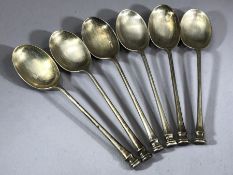 Set of six hallmarked Silver teaspoons hallmarked for Sheffield (maker E J M J and total weight 64g