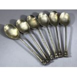 Set of six hallmarked Silver teaspoons hallmarked for Sheffield (maker E J M J and total weight 64g