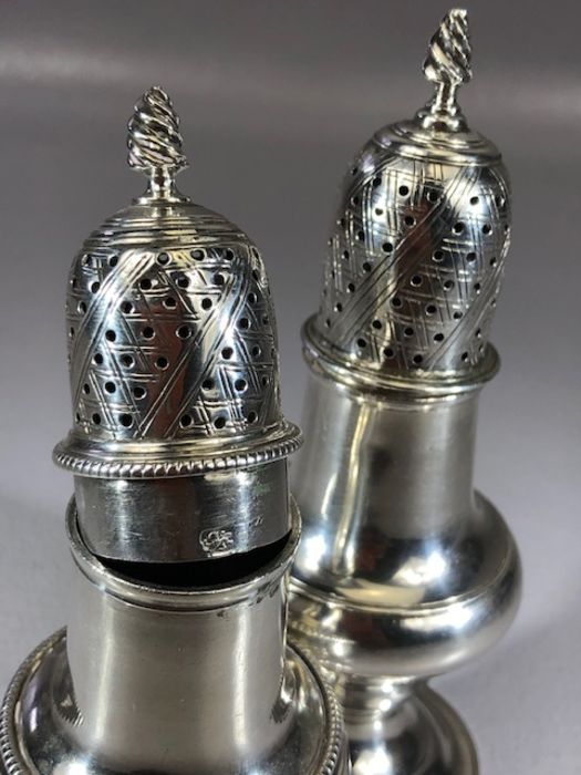 Two Similar Hallmarked Victorian sugar shakers marks for London 1760 & 1769 the largest approx 13cm - Image 4 of 6