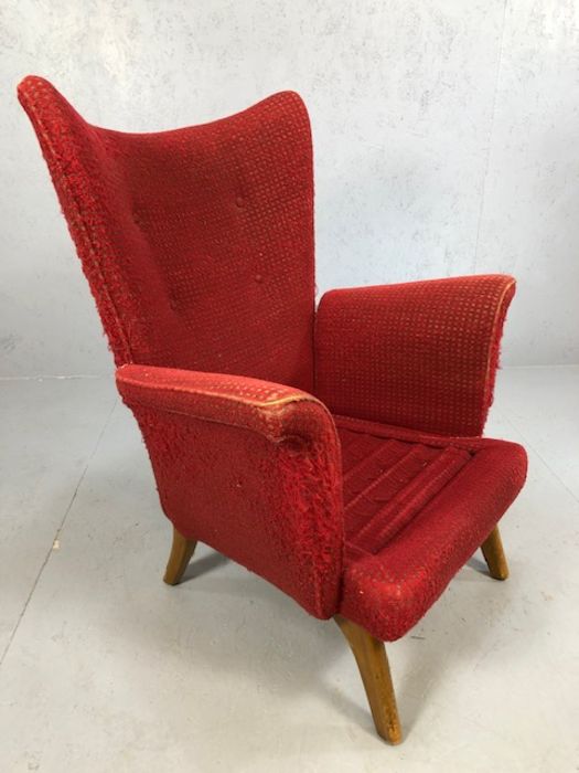 Howard Keith - HK furniture, a 1960's retro vintage wingback lounge chair/armchair having a winged - Image 4 of 7