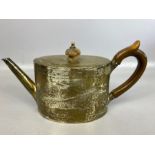 Silver hallmarked Victorian tea pot London 1874 by maker J.C and approx 343g