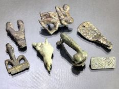 Collection of artefacts, possibly metal detecting finds, mostly bronze, many possibly Roman, to