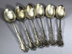 Set of six Victorian hallmarked silver spoons/ teaspoons hallmarked for Birmingham 1898 by maker