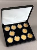 Cased collection of ten Edwardian Gold Sovereigns one for each year of King Edward VII reign 1902, 2