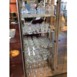 Large collection of glassware to include cut glass: wine glasses, cherry glasses, tumblers, brandy