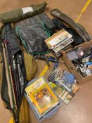 Large collection of Course fishing gear to include: 9ft DAM rod, 9ft Debut rod, 11ft Carp rod,