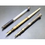 Hallmarked Victorian Silver propelling pencil Birmingham by maker Constantine & Floyd, Gold coloured