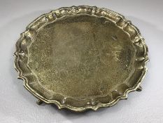 Silver Hallmarked for Drew & Co tray on four feet marked for Chester and approx 21cm across and