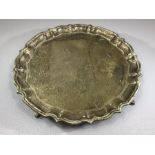 Silver Hallmarked for Drew & Co tray on four feet marked for Chester and approx 21cm across and