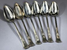 Fully Hallmarked English silver set of spoons, six in total and total weight 133g
