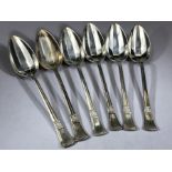 Fully Hallmarked English silver set of spoons, six in total and total weight 133g