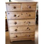 Modern pine chest of six drawers, approx 76cm x 40cm x 107cm tall