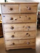 Modern pine chest of six drawers, approx 76cm x 40cm x 107cm tall