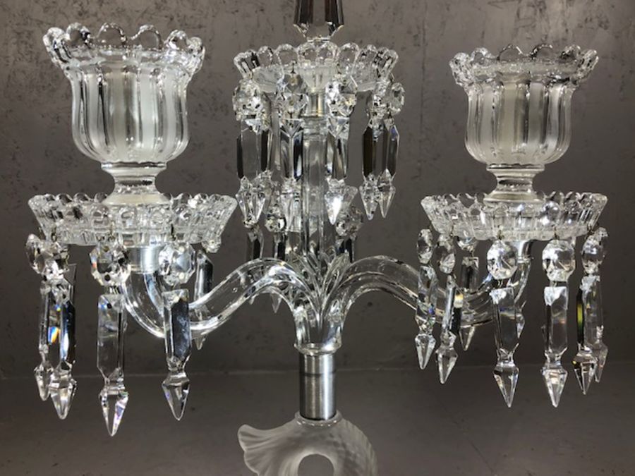 BACCARAT CRYSTAL three arm candelabra in the form of a fish fashioned in opaque glass with drop - Image 10 of 15