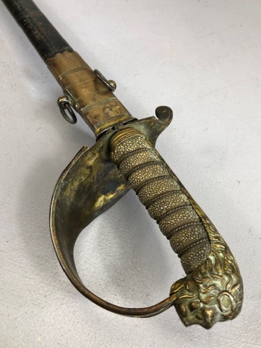 1827 Pattern Naval Officer's Sword maker Dudley, Grand Parade, Portsmouth, solid brass half-basket - Image 3 of 10