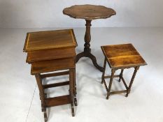 Inlaid nest of three tables and two further occasional tables
