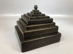 Ornamental pyramid shaped storage box, approx 15cm x 15cm x 12cm