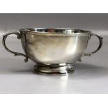Hallmarked Silver twin handled bowl on graduating pedestal base London 1903 by maker The Alexander