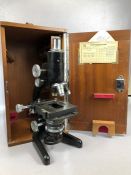 Watson Barnet 'Service I' vintage microscope in wooden case. No 125387