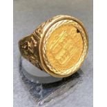 Victorian half sovereign A/F in 9ct gold mount total weight approx 10.1g