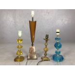 Four mid century table lamps