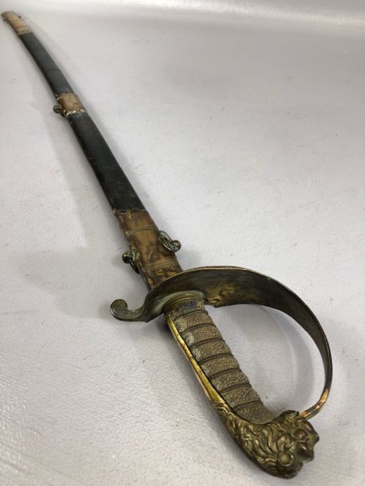 1827 Pattern Naval Officer's Sword maker Dudley, Grand Parade, Portsmouth, solid brass half-basket