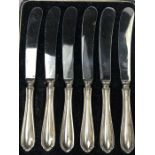 Set of six hallmarked Silver handled butter knives for Sheffield by maker Atkin Brothers