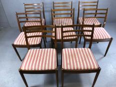 Set of eight Mid Century G-Plan teak dining chairs with bar backs